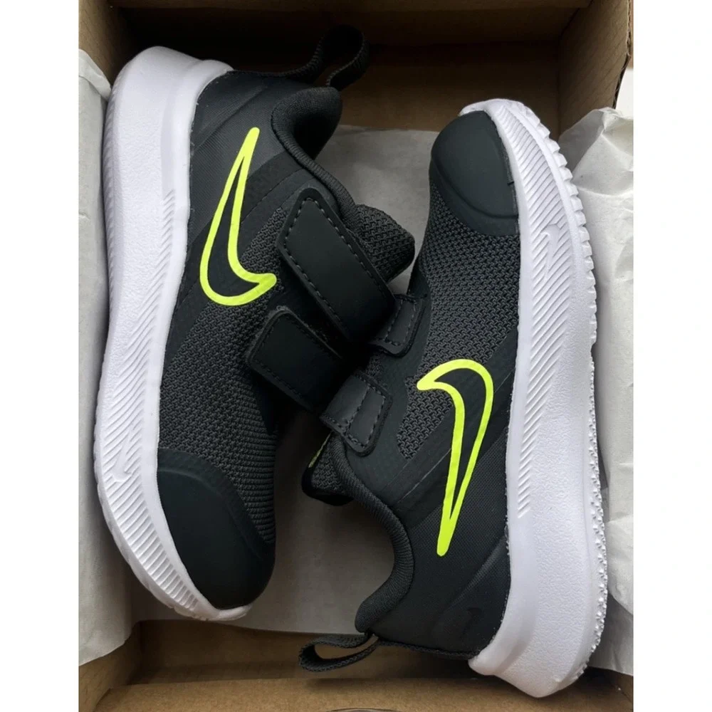 Nike Star Runner Toddler Boys Slip-on Running Shoes Size 6 Smoke Gray Black Lime